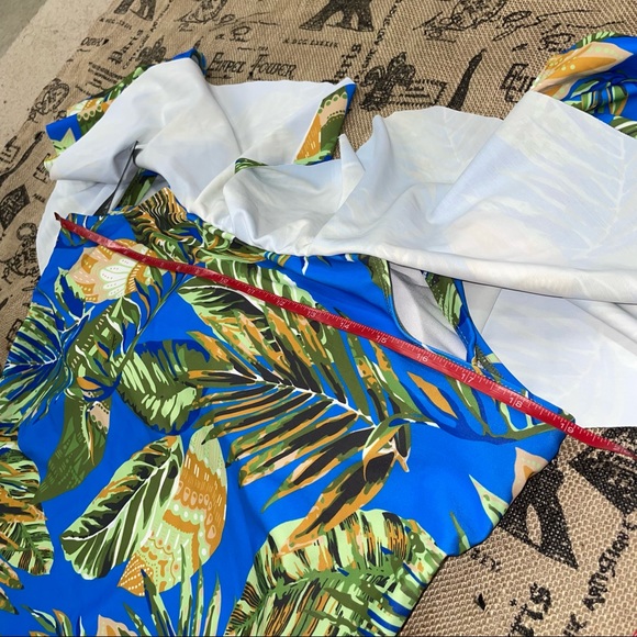 Daci NWT! Blue/Multi Palm Print Cold The Shoulder Swimsuit Size XXL - Picture 10 of 11